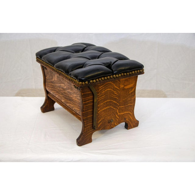 Wood Early 20th Century Victorian Oak Footstool For Sale - Image 7 of 12