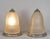 Pair of 1920s French Art Deco Muller Freres Peach Frosted Glass & Nickeled Bronze Lamps For Sale - Image 6 of 11