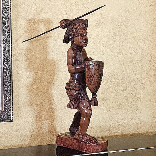 Vintage Hand-Carved Filipino Igorot Warrior Wood Sculpture – 23” For Sale - Image 16 of 18