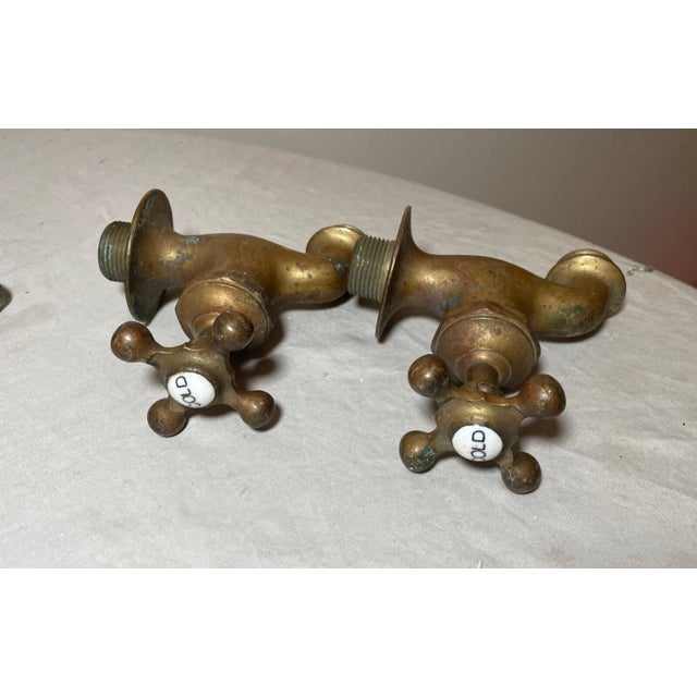 Brass 15 Piece Antique Nickel Plated Brass Porcelain Industrial Faucet Fixture Handle For Sale - Image 8 of 16
