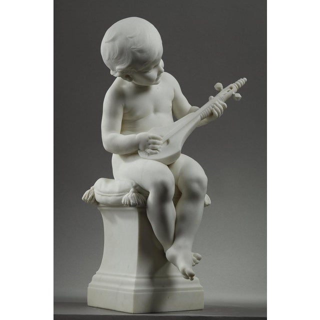 Louis Ernest Barrias, Little Musician, 1880, Carrara Marble For Sale - Image 4 of 18