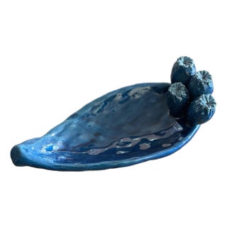 Ceramilando Palermo Prickly Pear Blue Glazed Bowl For Sale