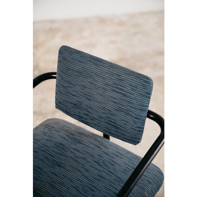 Postmodern Vintage Minimalist Postmodern Metal and Fabric Armchair, 1980s For Sale - Image 3 of 12