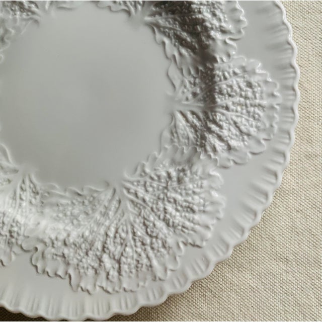 1930s Spode Savoy Cabbage Leaf Embossed White Dinner Plates — English Bone China, Set of 4 For Sale - Image 17 of 18