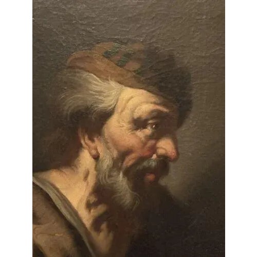 Brown Old Master Flemish Antwerp School Elder Bearded Scholar Portrait Oil on Canvas For Sale - Image 8 of 11