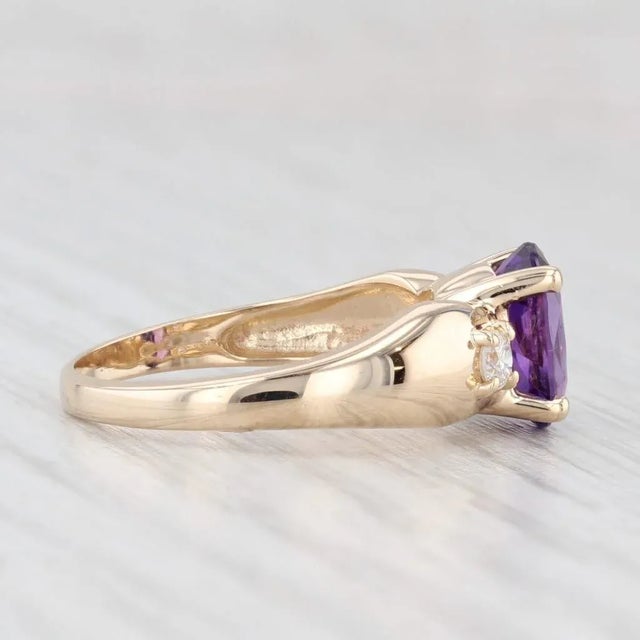 1.66ctw Oval Amethyst Diamond Ring 14k Yellow Gold Size 7.25 For Sale - Image 4 of 7
