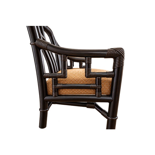 Chinoiserie Vintage Ficks Reed by John Wisner Far Horizons Collection Rattan & Wicker Table & Six Chairs Dining Set C. 1950's For Sale - Image 3 of 7