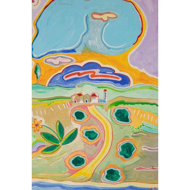 Oil on wooden table realized by Luciano Schifano (1943) in 1980s. Hand signed and titled. Good condition. This piece is...