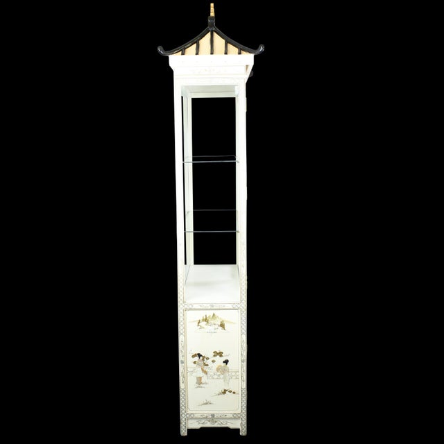Chinoiserie 1970s Chinoiserie Pagoda White Cabinet For Sale - Image 3 of 7