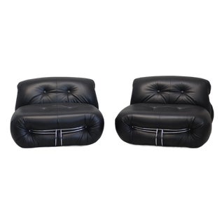 Soriana Armchair in Leather by Afra and Tobia Scarpa for Cassina, 1969, Set of 2 For Sale