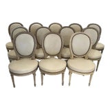 Early 20th Century Oval Back Chairs With Leather- Set of 12 For Sale