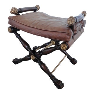 1990s Vintage Leather Bench For Sale