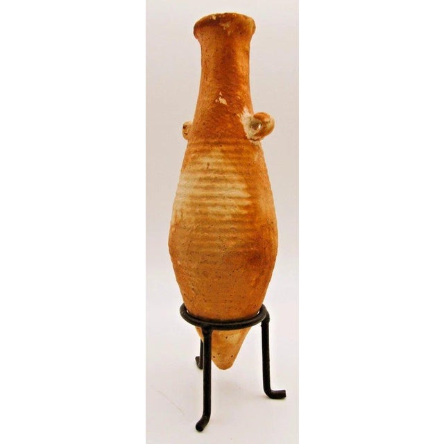 15th Century & Earlier Ancient Terracotta Elongated Piriform Body Transport Amphora on Stand For Sale - Image 5 of 13