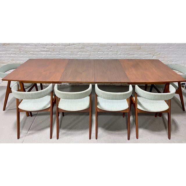 Extra Long Mid Century Modern Walnut Dining Table + Two Expansion