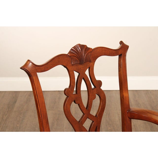 Stickley Stickley Chippendale Style Set of Eight Mahogany Dining Chairs For Sale - Image 4 of 12