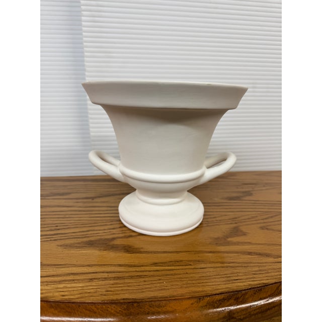 Traditional Double Handle Trophy Urn/Pedestal Vase, White For Sale - Image 3 of 12