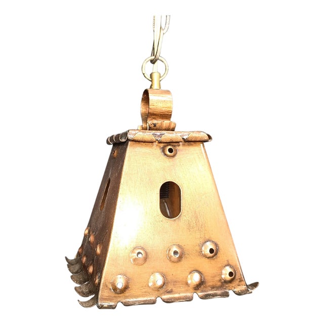 Brutalist Copper Pendant Light, 1970s For Sale