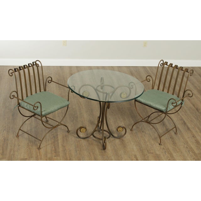 Tuscan Style Wrought Iron Bistro Set Set of 3 Chairish