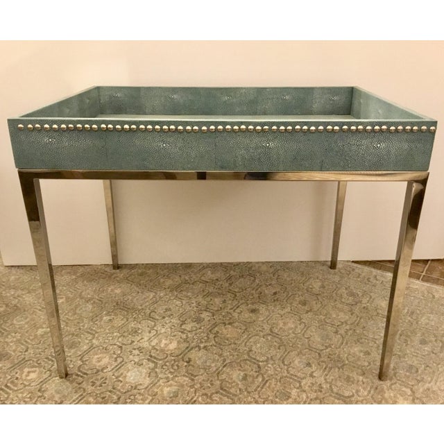 Turquoise Shagreen Studded Tray Table For Sale In Atlanta - Image 6 of 6
