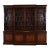 Baker Furniture Georgian Monumental Carved Flame Mahogany Breakfront Bookcase Cabinet, Circa 1960s For Sale