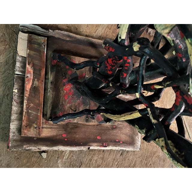 19th C Adirondack Handmade Cabin Shabby Chic Twig Vine Plant Stand Lamp Table For Sale - Image 12 of 18