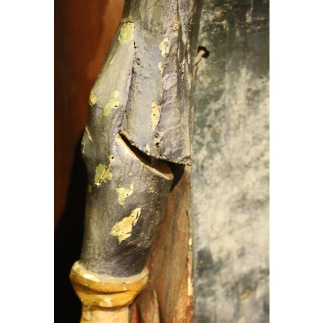 18th Century 18th Century Wood Sculpture of a Saint For Sale - Image 5 of 8
