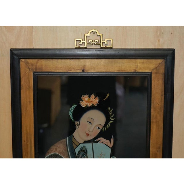 Chinese Artist, Ancestral Portraits, Hand Painted Glass, Set of 2 For Sale - Image 3 of 18