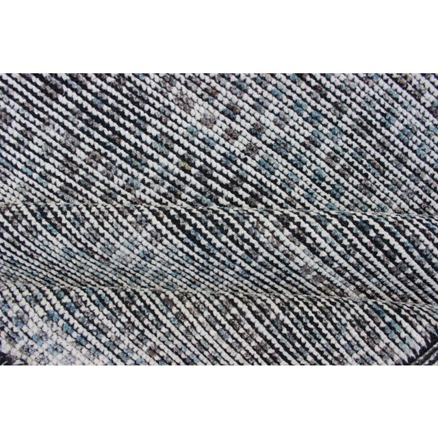 Modern Distressed Hand Knotted Checkered Rug by Keivan Woven Arts, 6 X 8'9 For Sale - Image 11 of 13