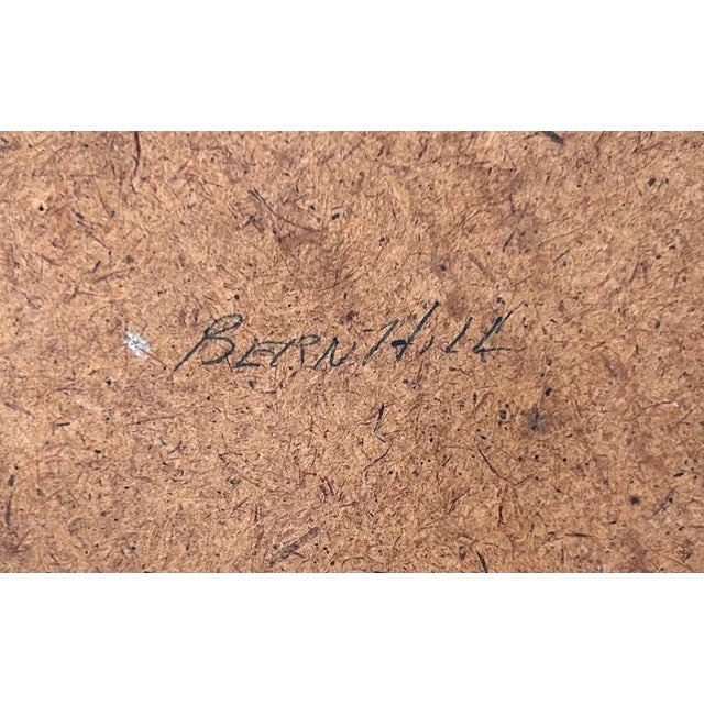 1960s Vintage 1968 American Contemporary Style Chinese Junk Ship Seascape Framed Oil Painting on Canvas Board by Bernie Hill (Louisiana) For Sale - Image 5 of 5