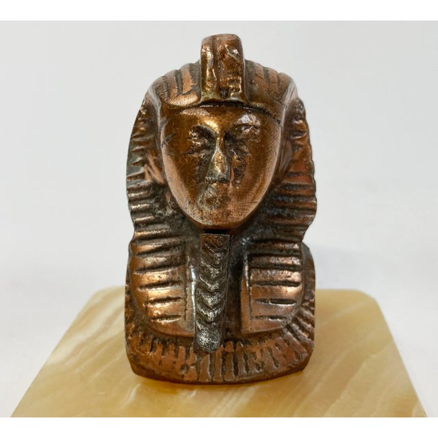 Vintage Egyptian King Tut and Queen Nefertiti Busts on Stone Bases, a Pair For Sale In Kansas City - Image 6 of 10