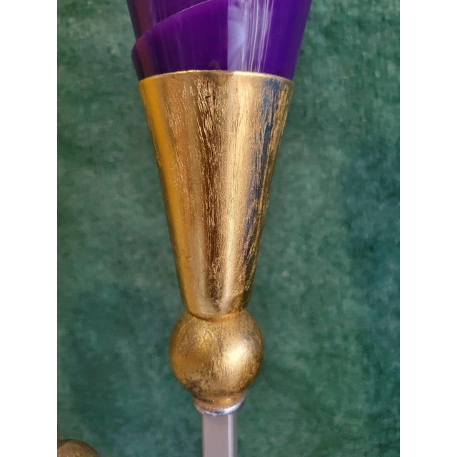 An incredible vintage 3 light Mid century Modern Memphis style colored lucite table lamp attributed to Kobis and Lorence....