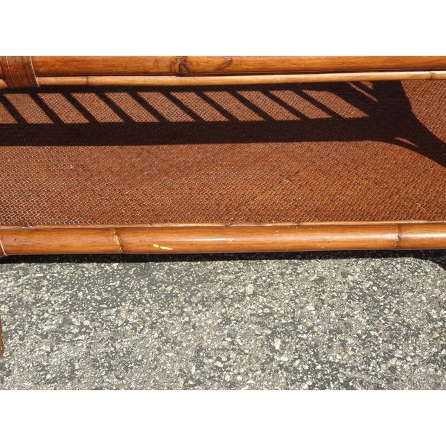 Coffee Table Ethan Allen ~ French Country Brown Bamboo Rattan Cocktail Table For Sale - Image 9 of 18