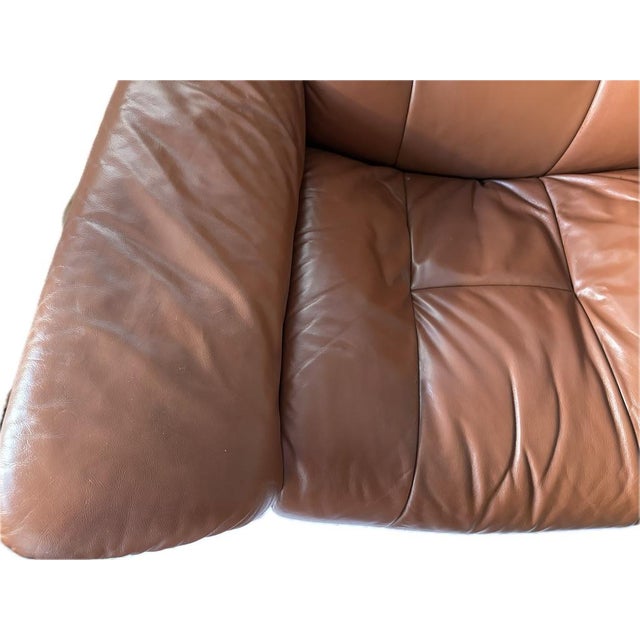 Auburn Vintage Ekhornes Leather Stressless Reclining Loveseat For Sale - Image 8 of 15