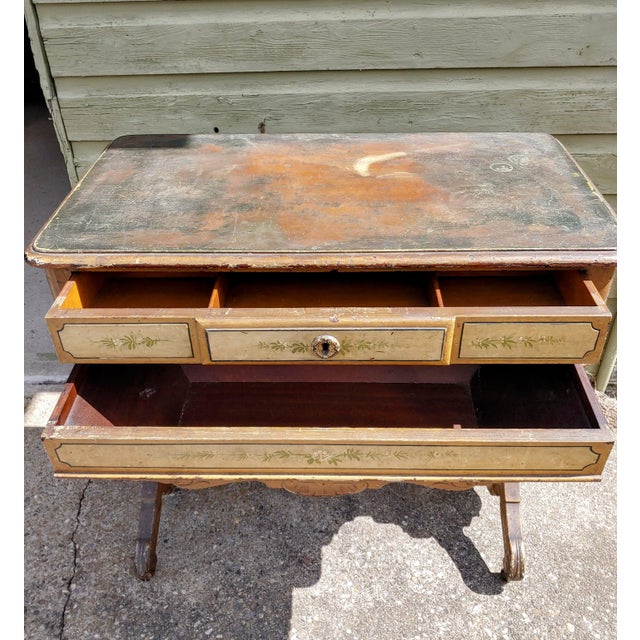 Late 19th Century Victorian Cottage Painted Walnut Sewing Table For Sale In New York - Image 6 of 11