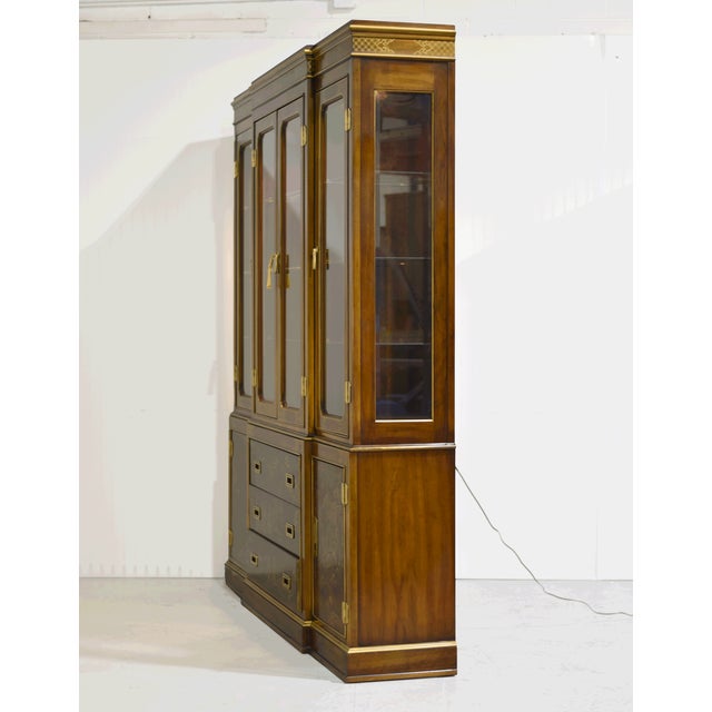 Metal Mid Century Chinoiserie Campaign Lighted Display Curio by Drexel Heritage For Sale - Image 7 of 17