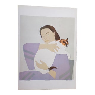 Vintage Signed/Titled Will Barnet Lithograph "Woman With White Cat" For Sale