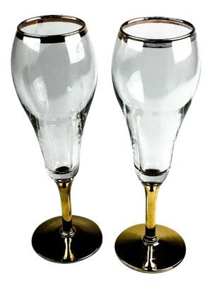Vintage Gold Stem Rimmed Champagne Glasses