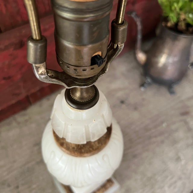 Vintage Italian Marble & Alabaster Urn Lamp 13" Elegant Design With Brass Accents For Sale In Kansas City - Image 6 of 18