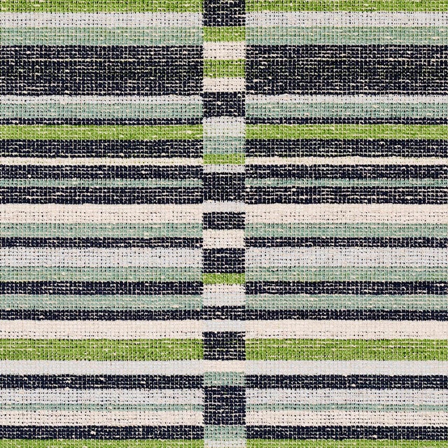 Traditional Sample - Schumacher Tierra Stripe Fabric, Green & Blue For Sale - Image 3 of 5