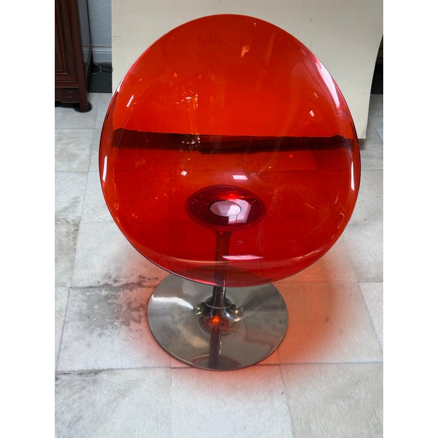 Italian Philippe Starck for Kartell Ero/S Swivel Chair, Red For Sale - Image 3 of 12