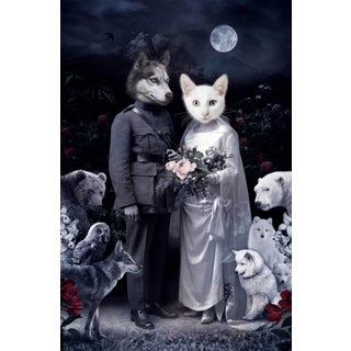 The Union by Marcin and Kate Owczarek | Digital Art featuring anthropomorphic animals in a wedding scene For Sale