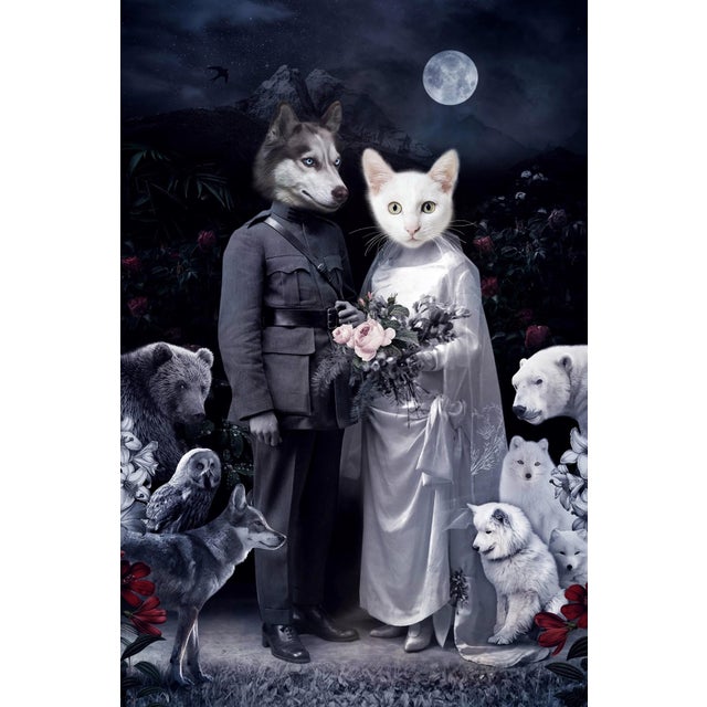 The Union by Marcin and Kate Owczarek | Digital Art featuring anthropomorphic animals in a wedding scene For Sale