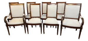 Set of Eight Newport Dining Chairs With Base Muslin Fabric - Showroom Samples