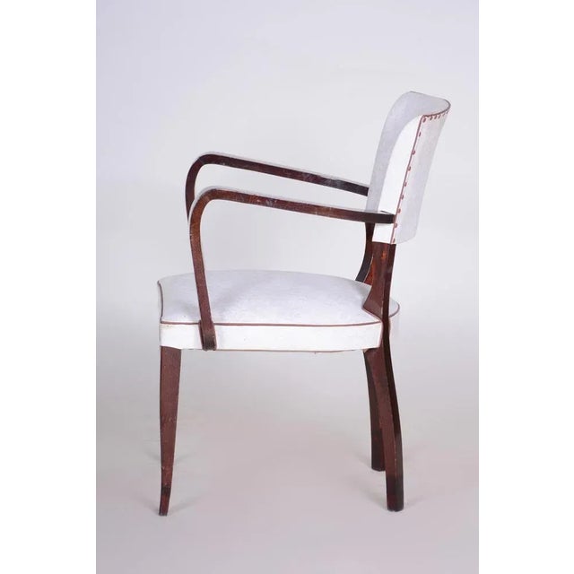Art Deco White Armchair in Artificial Leather & Beech, France, 1930s For Sale - Image 3 of 9