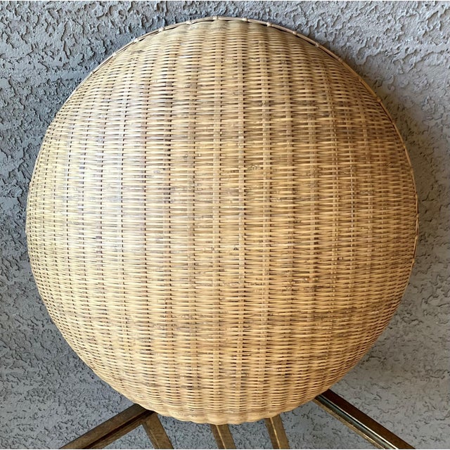 Late 20th Century Late 20th-Century Nicely-Sized Contemporary Winnowing-Style Handwoven Bamboo Basket For Sale - Image 5 of 17