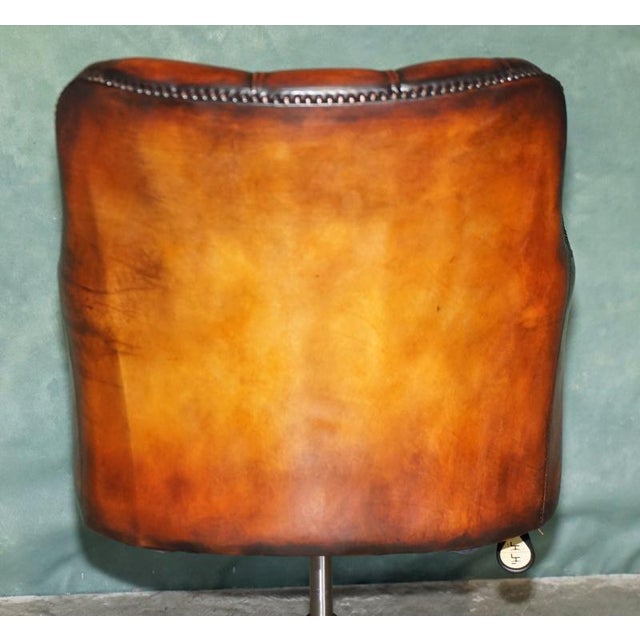 Vintage Tufted Leather Chesterfield Captain's Desk Chair For Sale - Image 15 of 18