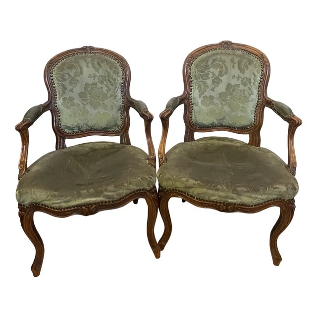 Cabriolet Armchairs in Beech by L. Raisin, 1745, Set of 2 For Sale