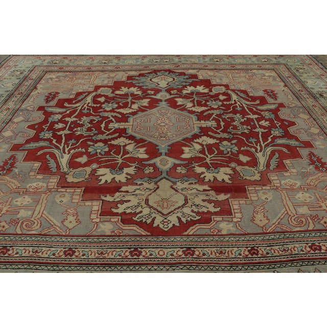 Rug & Kilim Oversized Antique Turkish Hereke Rug With Red & Beige Medallion - Rug & Kilim For Sale - Image 4 of 9