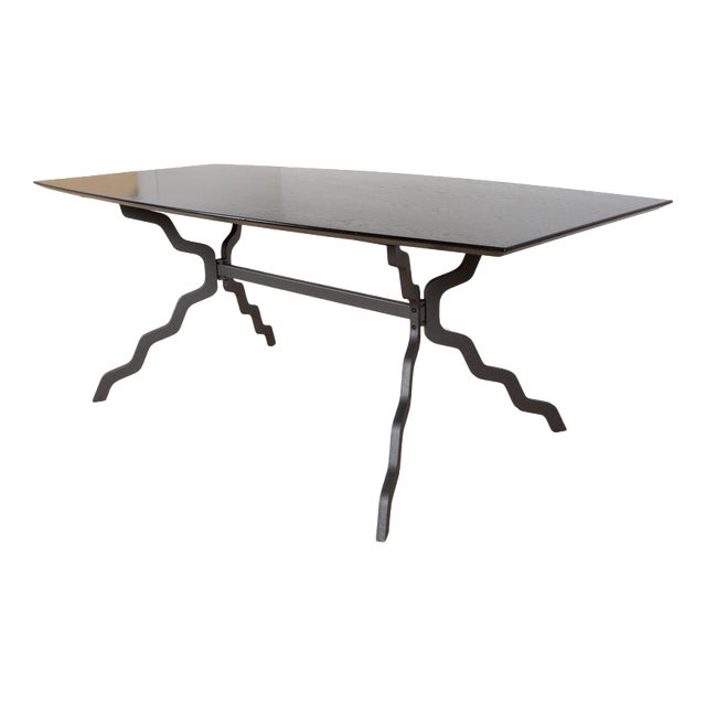 Zanotta Wood and Metal Dining Table For Sale