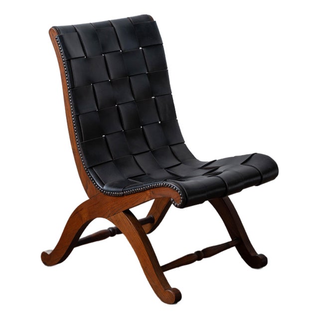 Pierre Lottier Leather Lounge Chair, 1960s For Sale